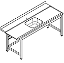 Стол входной для посудомоечной машины БСВ 1200х750х870 с правым креплением к ПММ мойка 500х400х250