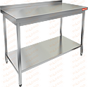 Стол производственный пристенный с бортом и полкой HICOLD НСО-12/7БП + дополнительная полка
