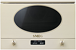 Печь микроволновая встраиваемая SMEG HOME MP822PO, 60 см, высота 38 см, 6 функций, цвет кремовый, фурнитура латунная.