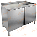 Стол нержавеющий с распашными дверцами и моечной ванной HICOLD НСЗ1М-15/6БП
