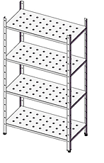 Стеллаж на стойках трубах SIMECO СТПП40605 600х500х1800 полки перфорированные
