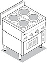 Плита электрическая 4-конфорочная TECNOINOX PF70E/O, 126008