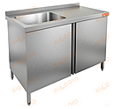 Стол нержавеющий с распашными дверцами и моечной ванной HICOLD НСЗ1М-12/6БЛ