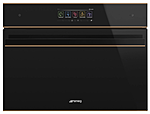 Шкаф духовой комбинированный SMEG HOME SF4606WVCPNR с пароваркой, SmegConnect, 15 функций, черное стекло, профиль медный