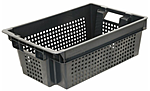 Ящик ТАРА.РУ п/э 600х400х200 1,5кг. дно сплошное, стенки перфорированные цв. чёрный, 102-1