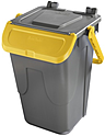 Контейнер для мусора MOBIL PLASTIC ECOLOGY 35л, серый, с желтой крышкой и ручкой, 11/35GRB-GIA