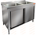 Стол производственный закрытый купе с моечными ваннами HICOLD НСЗК2М-12/7Б