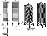 Тележка для GN 1/1 БСВ ТГ 390х540х1800 мм, 20 уровней, загрузка по стороне 325 мм