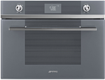Шкаф духовой комбинированный SMEG HOME SF4102MCS  с микроволновой печью,60 см, высота 45 см, 14 функций, серебристое стекло Stopsol
