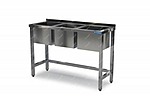 Ванна моечная КАМИК ВМ-Т3175 сварная тройная (каркас AISI 430) 1700*550*850 мойки 450*450*300 слева, без фартука, крыло справа