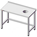Стол для сбора отходов SIMECO Бизнес СОE1706БП 1700х600х850 с бортом, отверстие справа