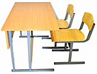 Комплект ученический двухместный Стол + 2 стула, регулируемый по высоте, металл, пластик 1200*500