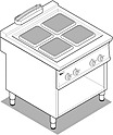 Плита электрическая 4-х конфорочная TECNOINOX PC8FE9, 316011