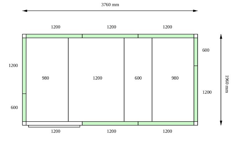 Камера холодильная POLAIR КХН - 16.59 (1960 X 3760 X 2720) 80 мм
