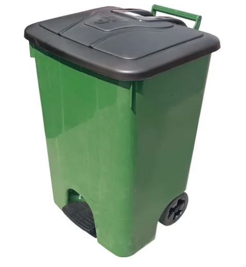 Бак мусорный Sembol Plastik 85 л мороз., с крышкой, с педальным приводом, зелёный