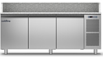Стол холодильный для пиццы COLDLINE TZ17/1M-710 с гранитной столешницей, T40303000261 + Витрина VP20/9NL, V42201010001