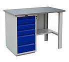 Стол производственный металлический с выдвижными ящиками ПРОМЕТ 1200×600×850 мм
