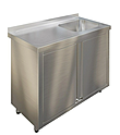 Стол производственный RESTOINOX СПЗР1М-16/6-БП с распашными дверьми и моечной ванной