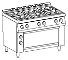 Плита газовая с жарочной духовкой 6-ти конфорочная SILKO, NECG96H