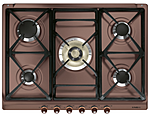 Панель варочная газовая  SMEG HOME SR775RA,  70 см, медь, фурнитура полированная медь
