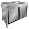 Стол нержавеющий закрытый купе с моечной ванной HICOLD НСЗК1М-12/6БП