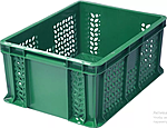 Ящик перфорированный АГРОПАК 702.02.02, со сплошным дном, зелёный, 280-450-561