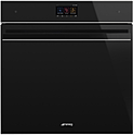 Шкаф духовой многофункциональный  SMEG HOME SFP6604WSPNX  с функцией пароувлажнения, 60 см, черное стекло, профиль нержавеющая сталь