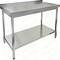 Стол производственный пристенный с бортом и полкой HICOLD НСО-14/7БП