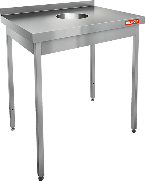 Стол нержавеющий пристенный с бортом для сбора отходов HICOLD НДСО-8/6Б