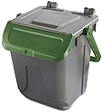 Контейнер для мусора MOBIL PLASTIC ECOLOGY 25л, серый, с зеленой крышкой и ручкой, 11/25GRB-VES