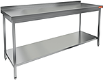 Стол производственный пристенный с бортом и полкой HICOLD НСО-18/6БП