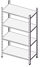 Стеллаж на стойках трубах SIMECO СТПС40904 900х400х1800 сплошные полки