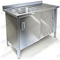 Ванна моечная односекционная ТЕХНО-ТТ ВМ-35/557 Л с рабочим столом, левая