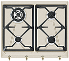 Панель варочная газовая  SMEG HOME SRV864AVOGH2, 60 см, цвет овёс, фурнитура латунная