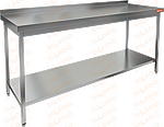 Стол производственный пристенный с бортом и полкой HICOLD НСО-17/6БП