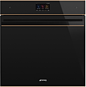 Шкаф духовой многофункциональный  SMEG HOME SFP6604WTPNR  с функцией пиролиза, SmegConnect 60 см, черное стекло Eclipse, профиль медный.