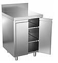 Стол-шкаф Standart GASTROLUX СБ-074.2Р/S/ПС/НЦМ/01-90, с ботом, с распашными дверями, 2 сплошные полки + дно, каркас сварной - нерж.профиль 40х40