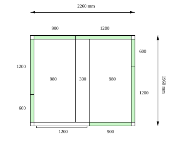 Камера холодильная POLAIR КХН - 8.69 (1960 X 2260 X 2460) 80 мм