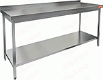 Стол производственный пристенный с бортом и полкой HICOLD НСО-18/7БП