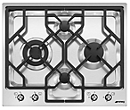 Панель варочная газовая SMEG HOME PGF64-4, 62 см, нержавеющая сталь, низкий монтаж с бортиком 3 мм