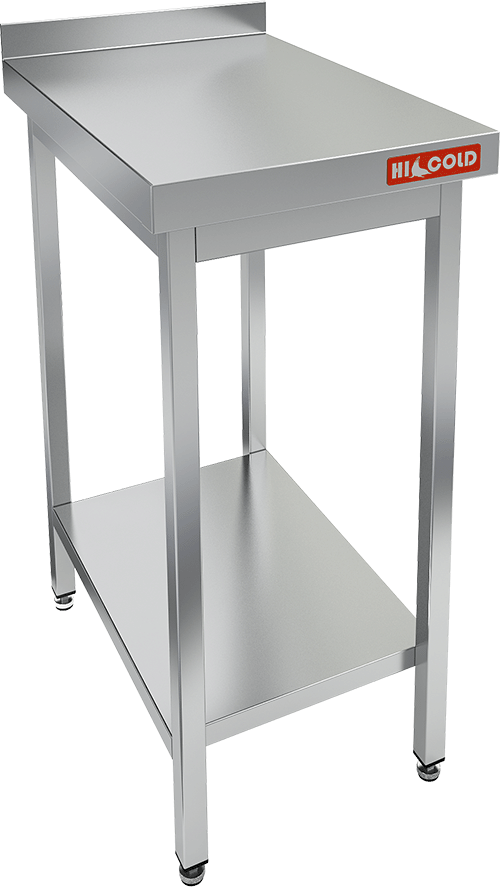 Стол производственный пристенный с бортом и полкой HICOLD НСО-4/7БП