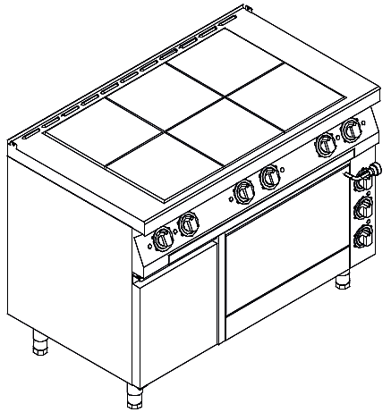 Плита электрическая шестиконфорочная без жарочного шкафа