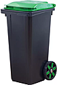 Бак мусорный ТАРА.РУ 60л, чёрный, с зелёной крышкой, MGBKS 60