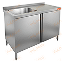 Стол нержавеющий HICOLD НСЗ1М-16/6БЛ с распашными дверцами и моечной ванной