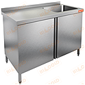Стол производственный с распашными дверцами и моечной ванной HICOLD НСЗ1М-12/7БП