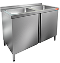 Стол производственный HICOLD НСЗ2М-11/7Б с распашными дверцами и моечными ваннами