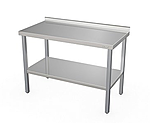 Стол производственный ATESY с бортом и нижней полкой, нерж. сталь 1200x700x870мм, СР-Л-1-1200.700-02