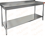 Стол производственный пристенный с бортом и полкой HICOLD НСО-16/7БП