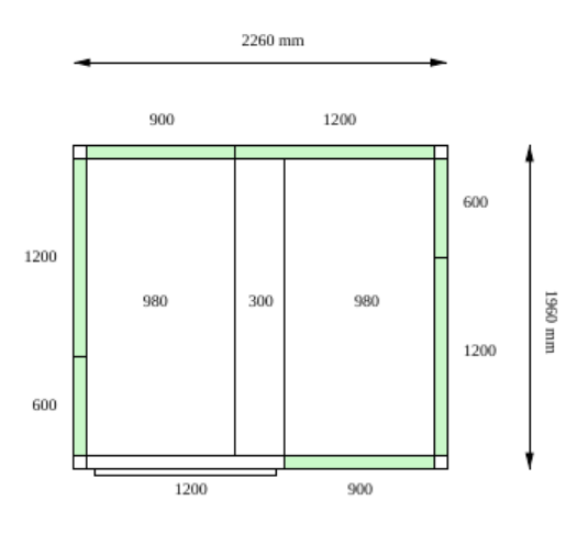 Камера холодильная POLAIR КХН - 8.69 (1960 X 2260 X 2460) 80 мм без пола