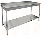 Стол производственный пристенный с бортом и полкой HICOLD НСО-15/6БП